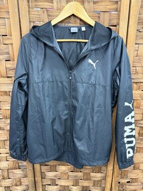 Puma Black Hooded Lightweight Windbreaker Jacket